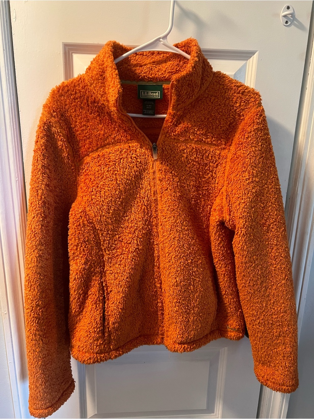 L.L. Bean Women's Bright Orange Teddy Fleece Half-Zip Jacket